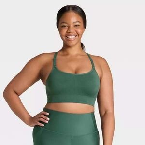 All in Motion Women's Olive Green Seamless Sports Bra Crop Top Size 4X